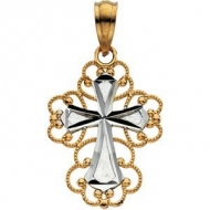 14K Two Tone Gold CROSS PENDANT