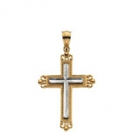 14K Two Tone Gold CROSS PENDANT