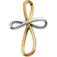 14K TWO TONE GOLD METAL FASHION CROSS