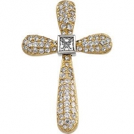TWO TONE DIAMOND CROSS