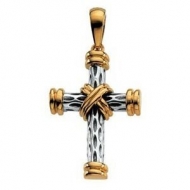 14K Two Tone Gold CROSS PENDANT