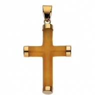 YELLOW JADE ROUND CROSS 14K YELLOW GOLD CROSS