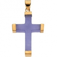 LAVENDER JADE 14K YELLOW GOLD SQUARE CROSS