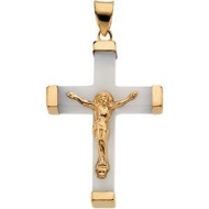WHITE JADE SQUARE CRUCIFIX