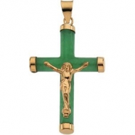 GREEN JADE ROUND CRUCIFIX