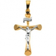 TWO TONE CRUCIFIX PENDANT