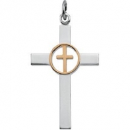 Sterling Silver CROSS PENDANT w  Gold Plating