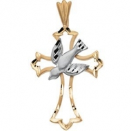 TWO TONE DOVE   CROSS PENDANT