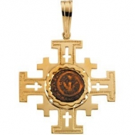 14K Yellow Gold JERUSALEM CROSS PENDANT