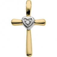 14KY RHOD PLTD DIA UNITY CROSS