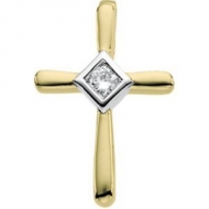 14KY RHOD PLTD DIA UNITY CROSS