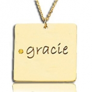 Posh Mommy  with One Birthstones Square Pendant