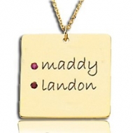 Posh Mommy     with Two Birthstones Square Pendant
