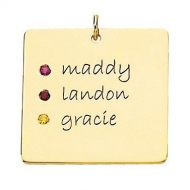 Posh Mommy     with Three Birthstones Square Pendant