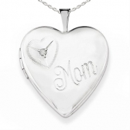 Sterling Silver  Mom  Heart Locket