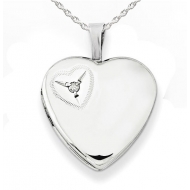 Sterling Silver Heart with Cubic Zirconia Locket