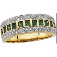 14KY RHODIUM BRIDAL GENUINE EMERALD DIAMOND ANNIVE