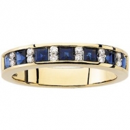 14KY RHODIUM BRIDAL GENUINE SAPPHIRE DIAMOND ANNIV