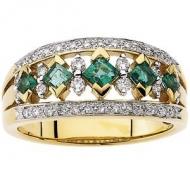 14KY RHODIUM BRIDAL GENUINE EMERALD DIAMOND ANNIVE