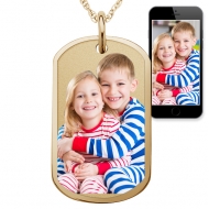 Photo Engraved Dog Tag with Border Photo Pendant