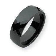 Ceramic Black Faceted 7 5mm Polished Band