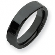 Ceramic Black Faceted Edge 6mm Polished Band