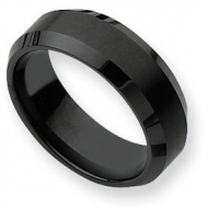 Ceramic Black 8mm Beveled Edge Brushed and Polished Band