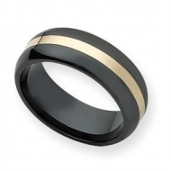Ceramic Black with 14k Inlay 8mm Polished Band
