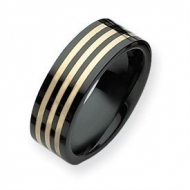 Ceramic Black with 14k Inlay 8mm Polished Band