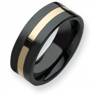 Ceramic Black with 14k Inlay 8mm Polished Band