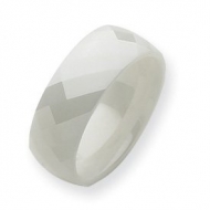 Ceramic White Faceted 8mm Polished Wedding Band