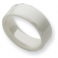 Ceramic White Faceted Edge 8mm Polished Wedding Band