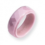 Ceramic Pink Faceted Ridged Edge 8mm Polished Wedding Band