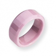 Ceramic Pink Faceted Beveled Edge 8mm Polished Wedding Band