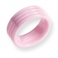 Ceramic Pink Grooved 8mm Polished Wedding Band
