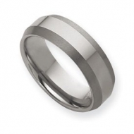 Tungsten Beveled Edge 8mm Brushed and Polished Wedding Band