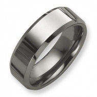 Tungsten Beveled Edge Flat 8mm Polished Wedding Band