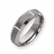 Tungsten Beveled Edge 7mm Brushed and Polished Wedding Band