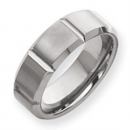 Tungsten Beveled Edge 8mm Brushed and Polished Wedding Band