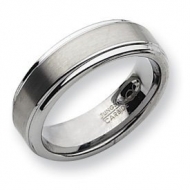 Tungsten Ridged Edge 8mm Brushed and Polished Wedding Band