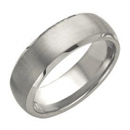 Tungsten Beveled Edge 8mm Brushed and Polished Wedding Band