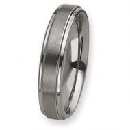 Tungsten Ridged Edge 6mm Brushed and Polished Wedding Band