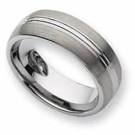 Tungsten Grooved 8mm Brushed and Polished Wedding Band