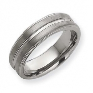 Tungsten Grooved 7mm Brushed and Polished Wedding Band