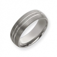 Tungsten Double Grooved 8mm Brushed and Polished Wedding Band