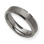 Tungsten Beveled Edge 6mm Brushed and Polished Wedding Band