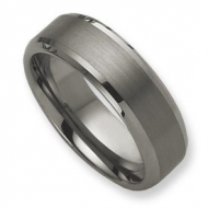 Tungsten Beveled Edge 8mm Brushed and Polished Wedding Band