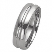 Tungsten Grooved 7mm Polished Wedding Band