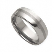 Tungsten 8mm Brushed and Polished Wedding Band
