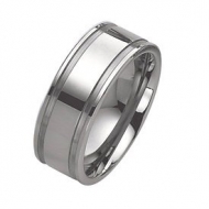 Tungsten Grooved 10mm Brushed and Polished Wedding Band
